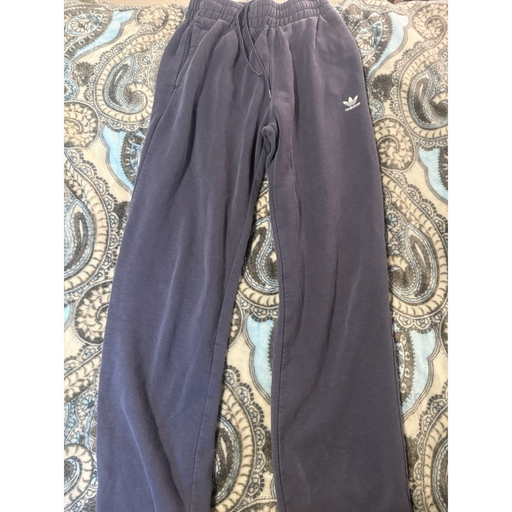 adidas Men's Sweatpants Blue XS Regular Cotton Drawstring Elastic Waist Logo